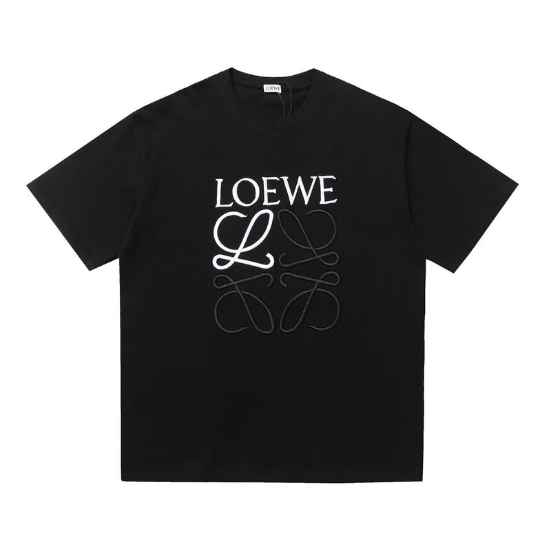 High-End Version of Loewe T-Shirt, Short-Sleeved, High-Weight Pure Cotton Double Yarn, Classic Logo Embroidery, Crew Neck Top High-End Version of Loewe T-Shirt, Short-Sleeved, High-Weight Pure Cotton Double Yarn, Classic Logo Embroidery, Crew Neck Top