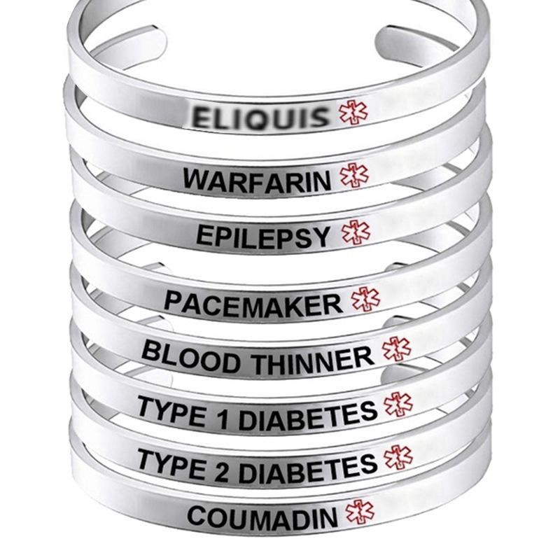 Nurse Titanium Steel Epilepsy Bracelet Eliquis Bracelet Stainless Steel Red Star of Life Medical Symbol