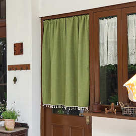 棉麻风门帘免打孔家用卧室隔断帘子夏季空调挡风帘厕所厨房遮挡帘