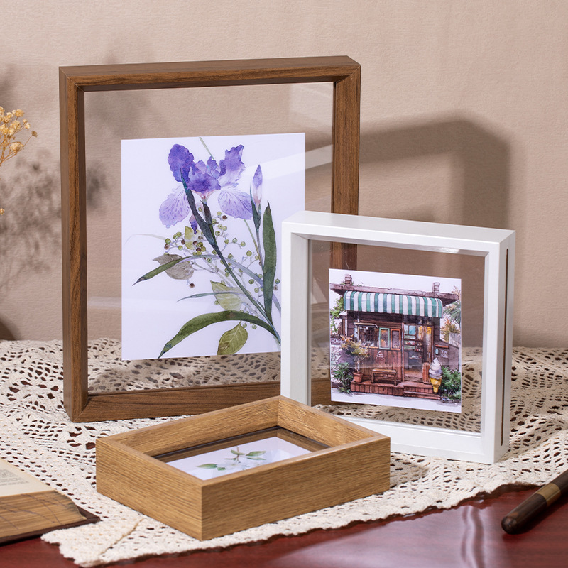Cross-Border Double-Sided Transparent Photo Frame Empty Frame Wholesale European-Style Frame Density Board Photo Frame 6inch Photo Frame DIY Picture Frame