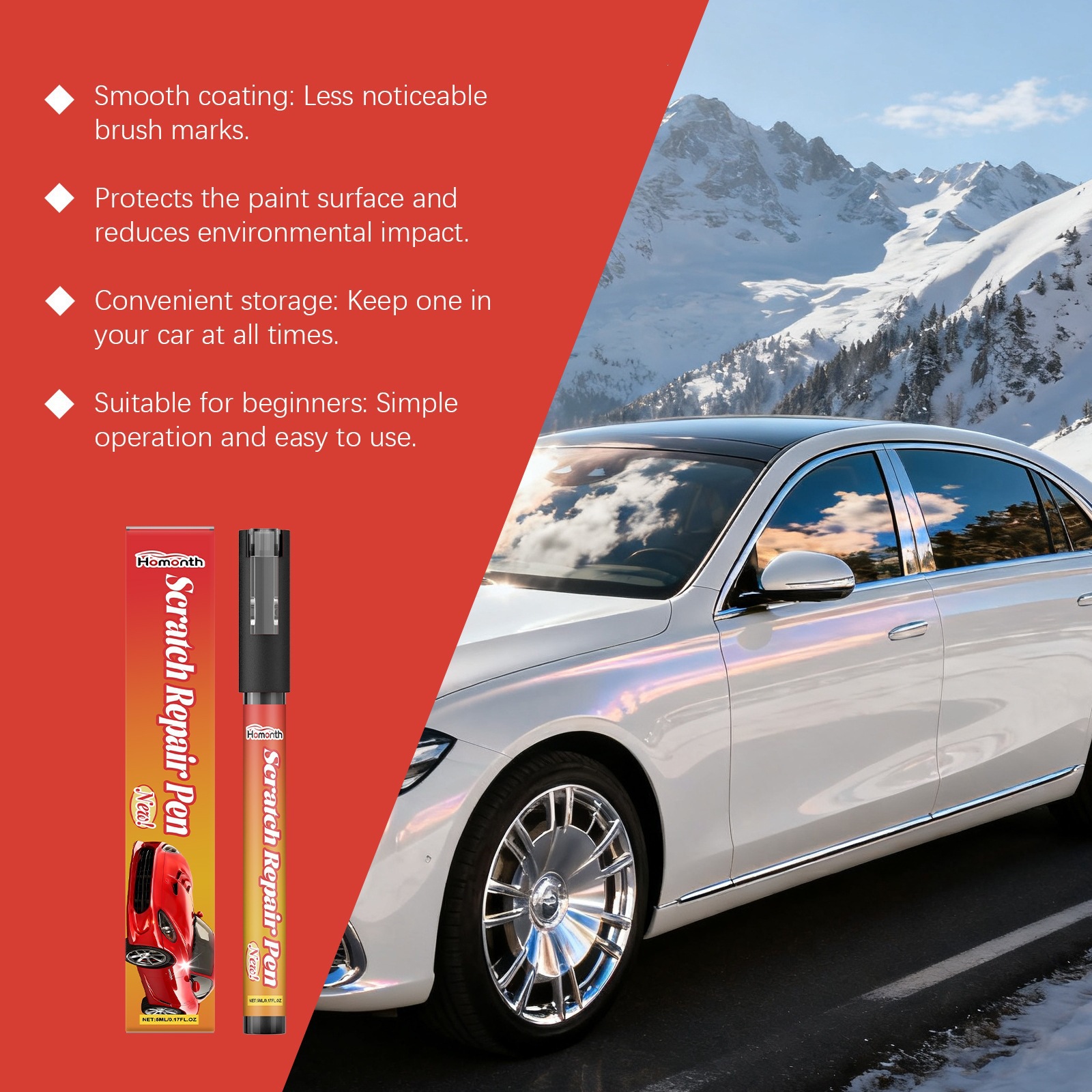 Homonth Car Scratch Care Pen Covers Minor Scratches, Conveniently Cleans Car Scratches and Stains, and Refinishes Them