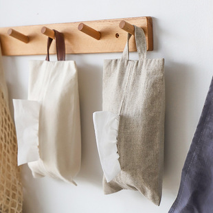 Japanese Cotton and Linen Fabric Paper Towel Set Hanging Living Room Dining Table Paper Towel Box Car Paper Towel Storage Box Paper Towel Bag Home