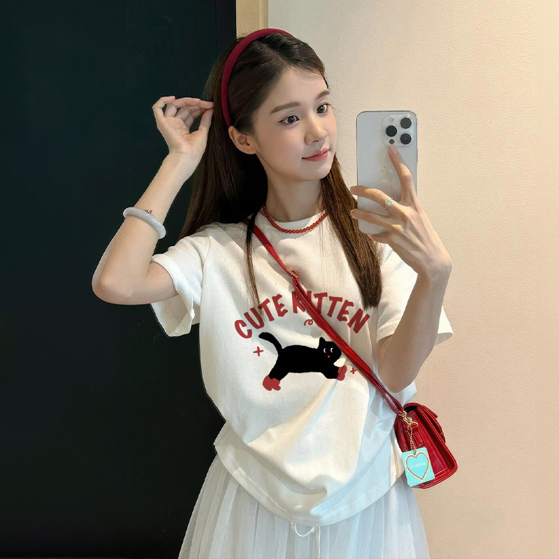 夏季新款短袖t恤女韩版印花宽松学生上衣装打底衫ins潮详情2