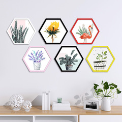 Hexagonal Round Picture Frame, Wall-mounted Multi-sided Rhombus Cultural Photo Wall Decorative Painting Creative Frame