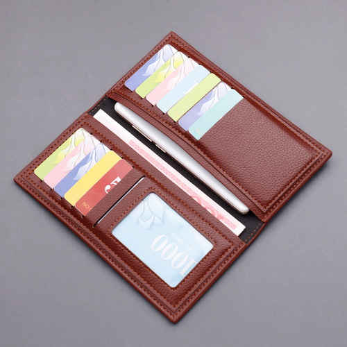 Long wallet, ultra-thin men's wallet, multiple card slots, soft leather, pebbled pattern, simple men's wallet, men wallet