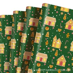 Wz026 Christmas Gingerbread Cookie Gift Decoration Paper Party Gift Box Decoration Outer Wrapping Paper