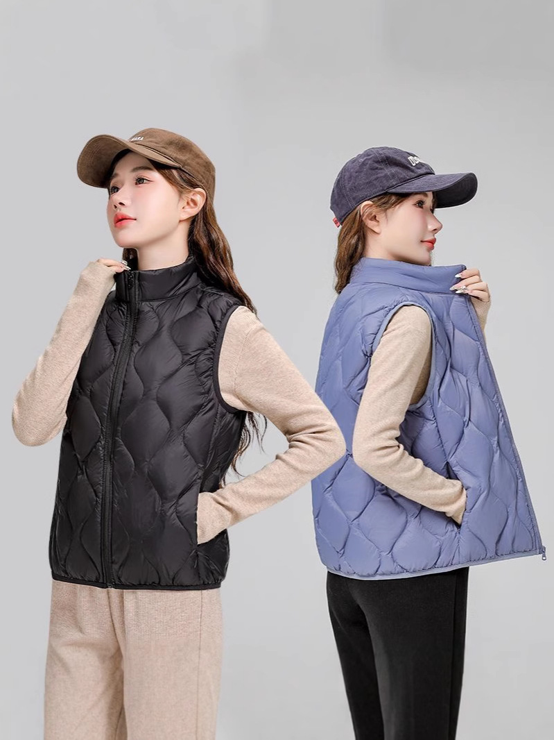 Chaqueta de plumón casual ligera de mujer moda polifacética blanca ligera caliente invierno y otoño abrigo delgado grande