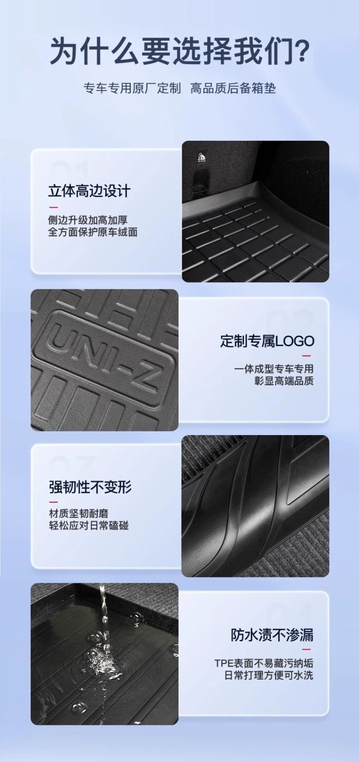 Suitable for Changan UNIZ Trunk Mat 25 TPE Encircled Hybrid Trunk Mat Automotive Interior