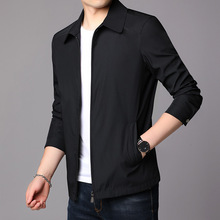 秋季合体型拉链黑色连帽不连帽中年休闲普通现货侧缝插袋夹克