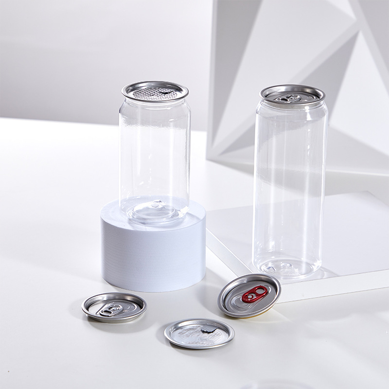 Fabricantes transfronterizos al por mayor latas de plástico transparente, latas de bebidas PET, jugo de café, latas de LOGOPET personalizadas