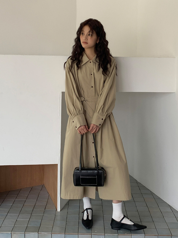 MOXI十三行女装2025秋季新款韩版长款连衣裙女长袖衬衫裙女长裙子|undefined