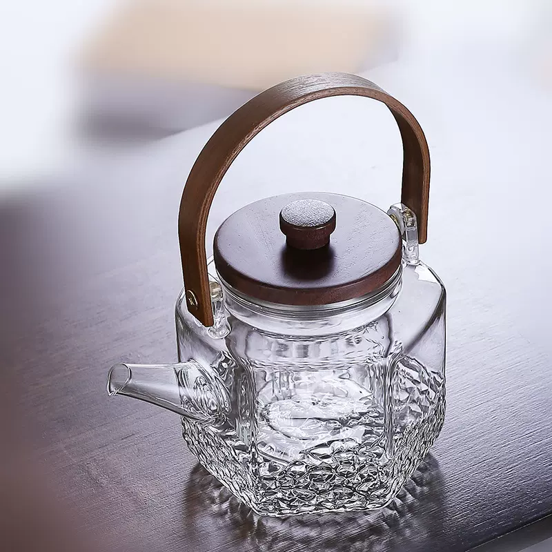 煮茶壶玻璃耐高温家用烧水壶提梁围炉煮茶器可明火电陶炉茶具套装