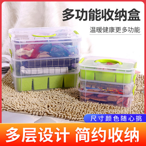 Building Block Sorting Children's Toy Storage Box Small Particles Divided Transparent Three-Layer Handheld LEGO Box Organizing Cabinet