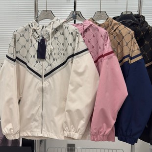 New Spring and Autumn Couple Sports Full-Print Jacket with Brickwork and Old Flower Splicing for Men and Women Linghe Same Style Windbreaker Wholesale