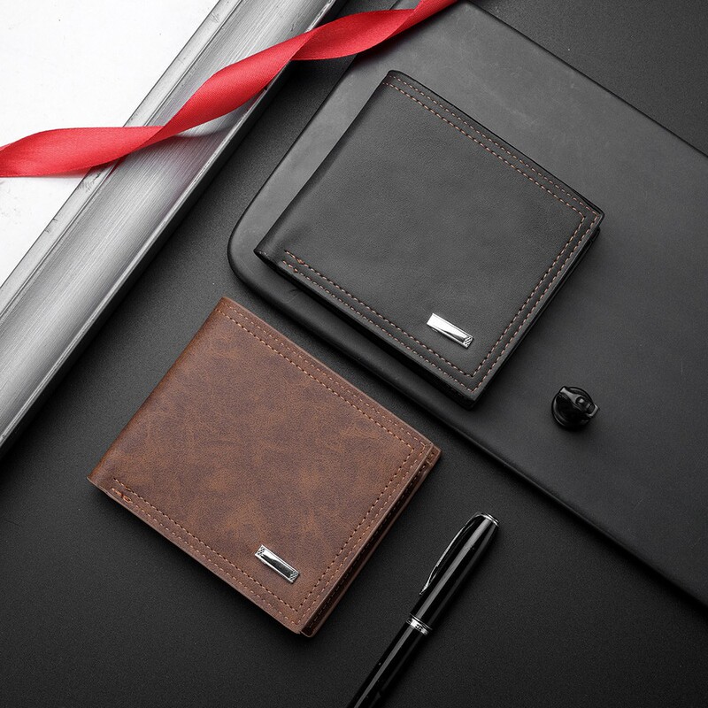 Men's Wallet Multifunctional Leather Wallet Fashionable Short Wallet Men Leather Cross-Border Wholesale Wallet for Men