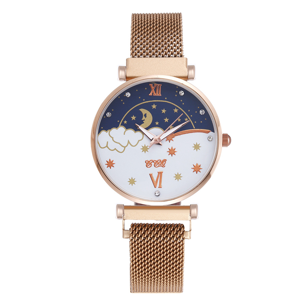 Petite montre à Quartz exquise pour femme, nouvelle tendance, ceinture en maille magnétique, cadran de dessin animé frais, 2024_voghion.com
