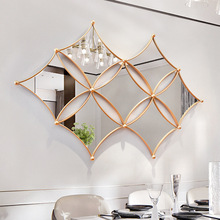 现代极简轻奢餐厅装饰镜子客厅电视背景墙面创意玄关墙壁金属挂件
