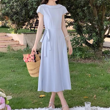 AH20设计感系带船领小飞袖连衣裙纸样女装裙子打版裁剪图