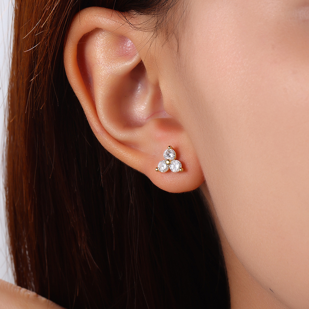 7g Weight Copper Ear Needle Material 18K Gold Plated Plating Material Zircon Inlay Material Ear Studs Classification 1 Piece Quantity Daily Occasion Copper Material Geometric, Heart Shape, Crown Pattern All Seasons Season Women's Gender Inlay Design Sweet Style 1 Piece Sweet Geometric Heart Shape Crown Inlay Copper Zircon 18K Gold Plated Ear Studs 32