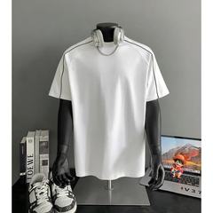 男の子服、高級半袖Tシャツ、メンズ夏新作アメリカンファッションブランド、ゆったり半袖ブラックカジュアルTシャツ
