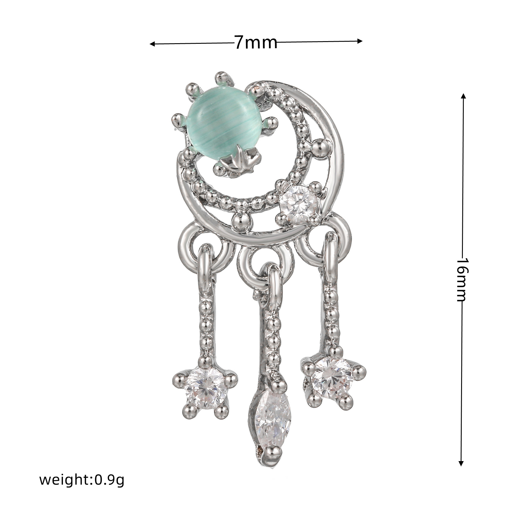 Fashion Moon Bear Copper Inlay Artificial Diamond Ear Studs 1 Piece