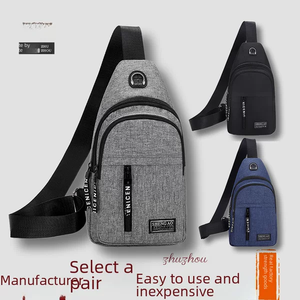 Foreign Trade Hot Selling Men's Fashionable and Convenient Casual Chest Bag Oxford Cloth Sports Travel Chest Bag Cashier Crossbody Bag