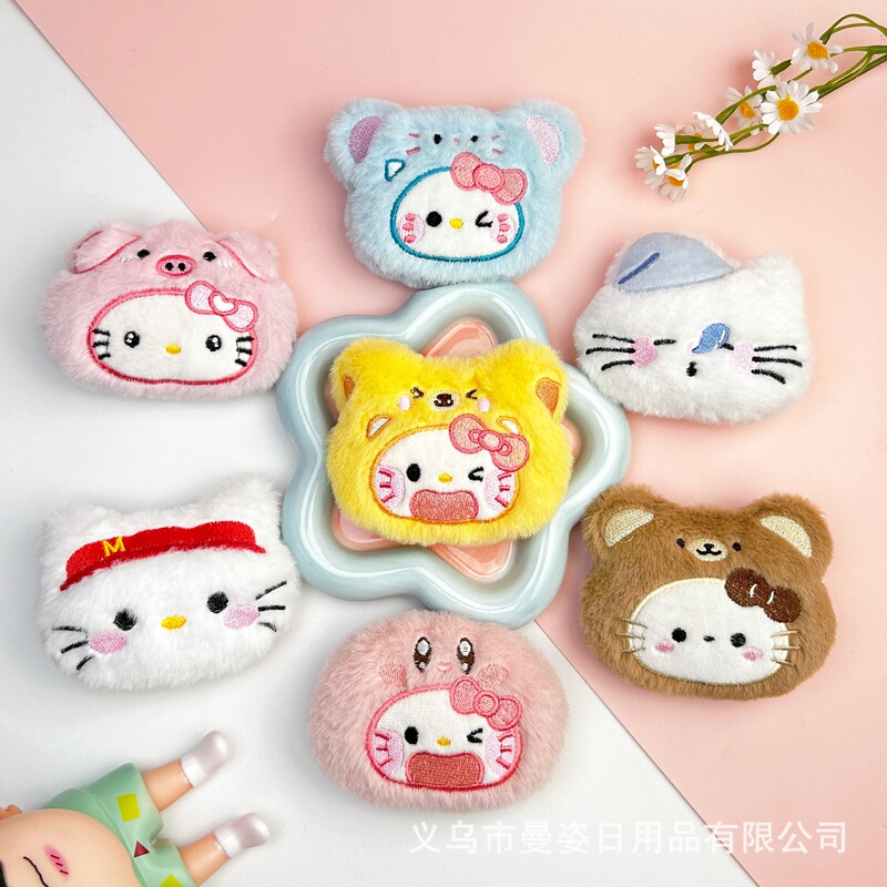 Cartoon Butter Kt Cat Squeaky Plush Toy Sanrio Headgear Mymen Brooch DIY Shoe and Hat Accessories Wholesale