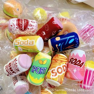 Cross-Border Pu Slow Rebound Toy Burger Fries Drink Squishy Pinch Music Primary School Bag Pendant Gashapon