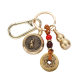 Pure Brass Retro Five Emperors Money Zodiac Turn Keychain Sand Delivery Buckle Empty Gourd Birth Year Pendant Jewelry