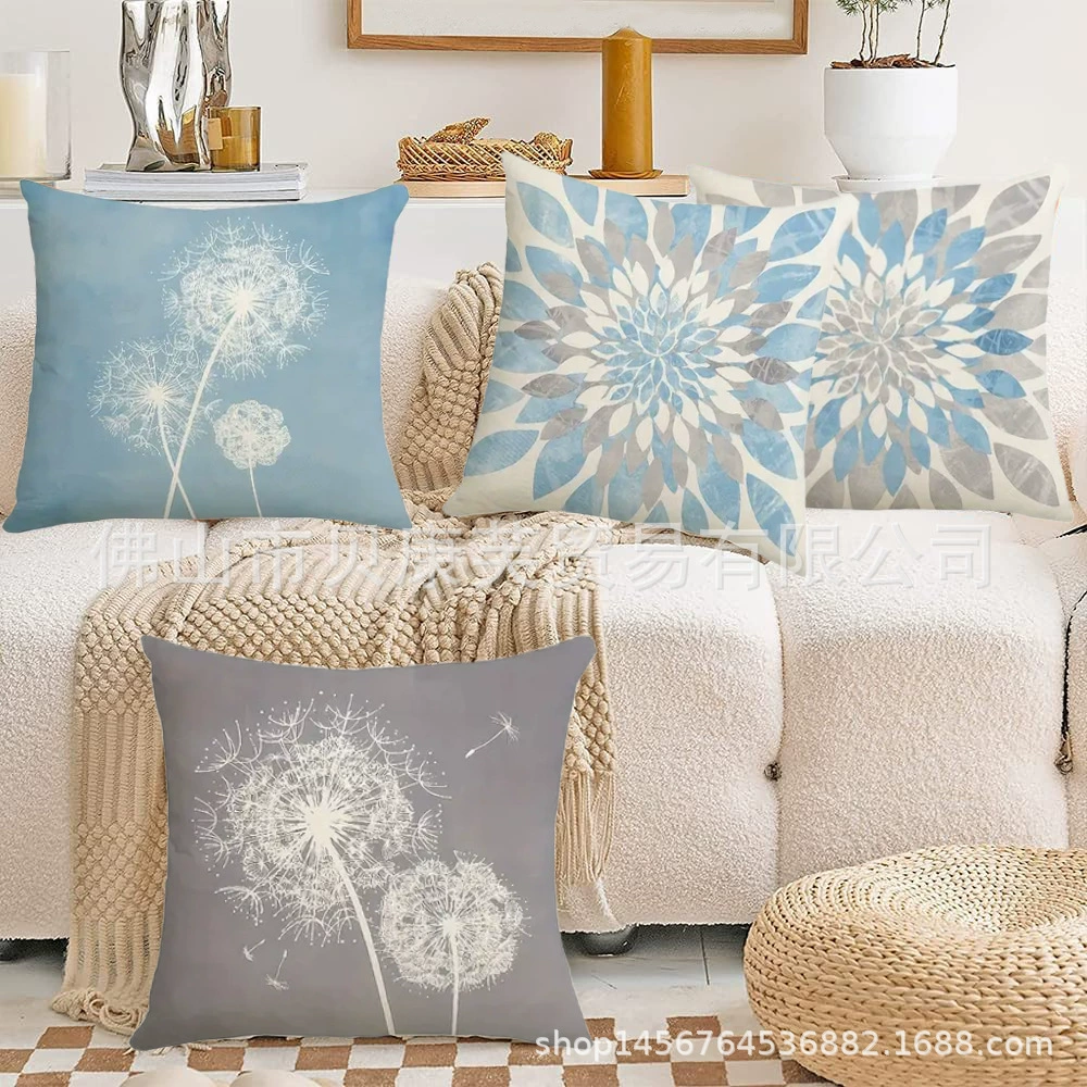 Популярный набор из 4 предметов для трансграничной электронной коммерции: льняные наволочки с принтом для дома, улицы и дома, без наполнителя.