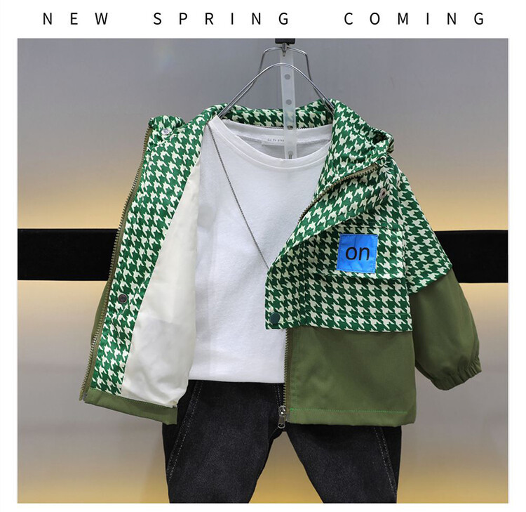 Boys' 2338 on coat 2023 Spring and Autumn new children's handsome hooded windbreaker baby clothes_voghion.com