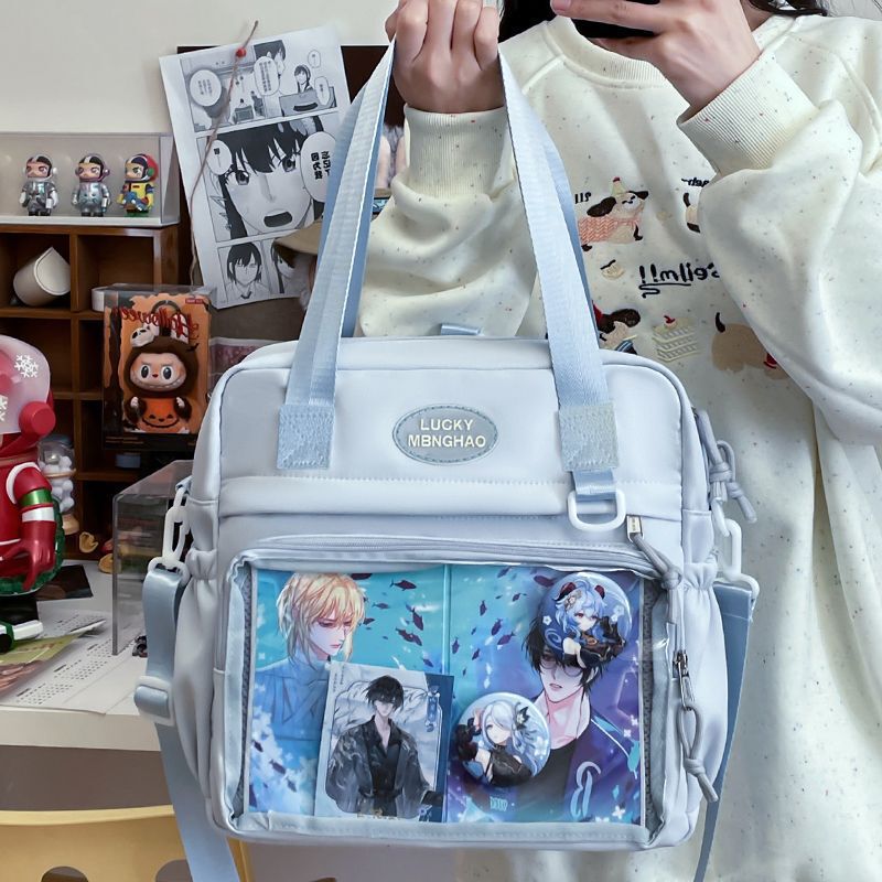 日本製ポータブルトートバッグ女性用大容量学生パーティーショルダークロスボディバッグかわいいバジ谷子バッグ|undefined