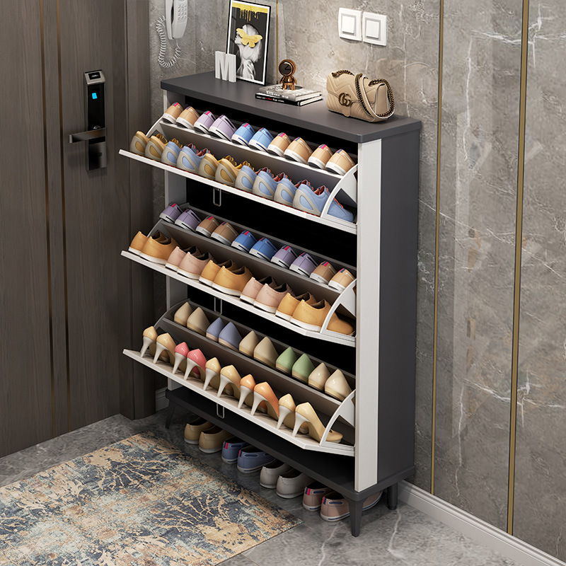 Zapatero abatible moderno de entrada, estilo de lujo simple, a prueba de polvo, venta al por mayor