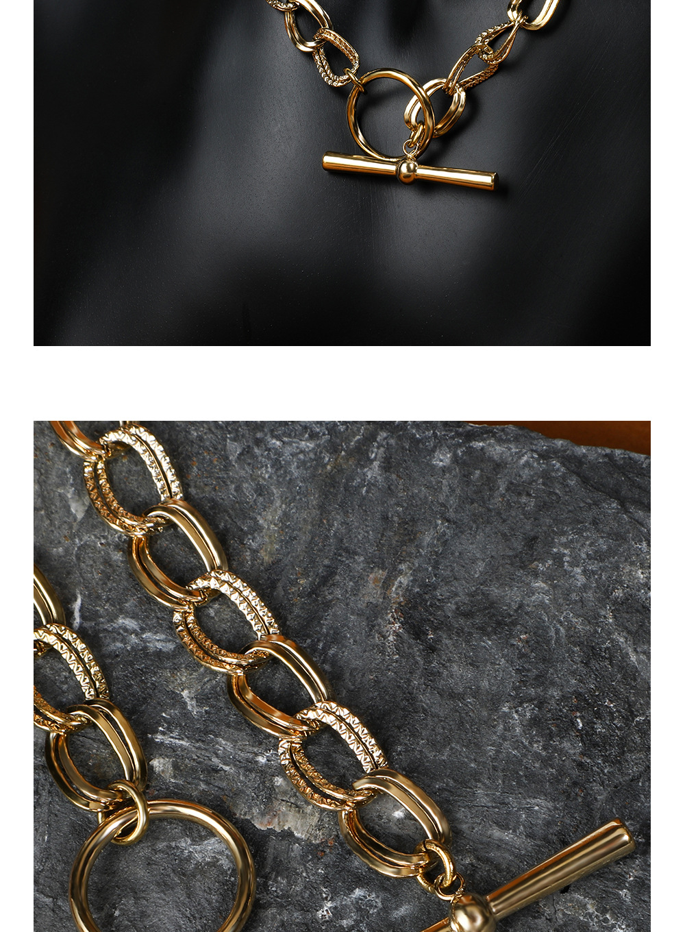 new exaggerated punk style OT buckle titanium steel clavicle chain jewelry