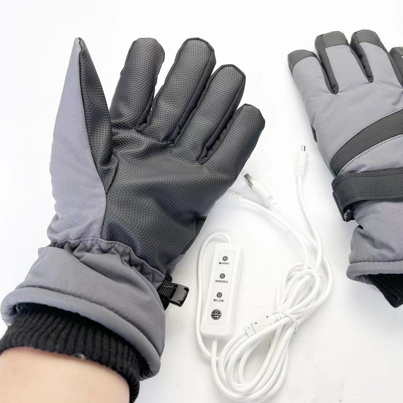 Guanti riscaldanti USB Guanti da sci invernali caldi riscaldanti palmo ispessito antiscivolo touch screen tessuto Oxford sport equitazione_voghion.com