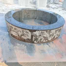 包坟石土坟围石图片价格厂家 青石花岗岩石头雕花围坟石圈坟石