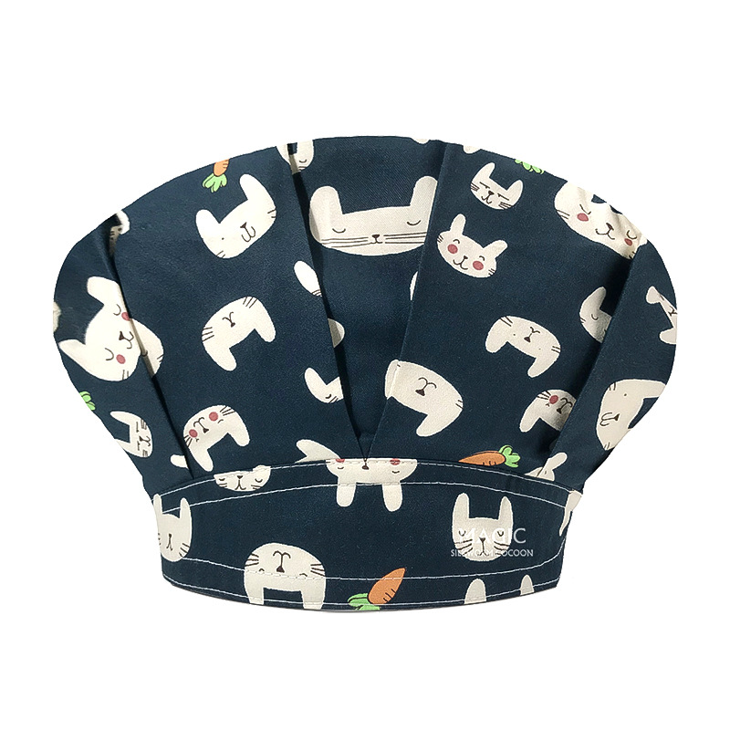 Sombrero de enfermera mujer chef cocinando cocina a prueba de aceite a prueba de humo pérdida de cabello sombrero esponjoso sombrero impreso puntera sombrero de trabajo ajuste elástico