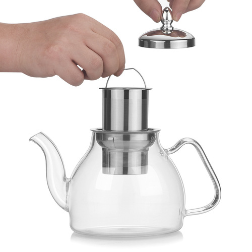 Health-preserving stove-cooked tea glass pot high-temperature-resistant teapot electric ceramic stove heat-resistant cooking pot flower teapot stainless steel filter