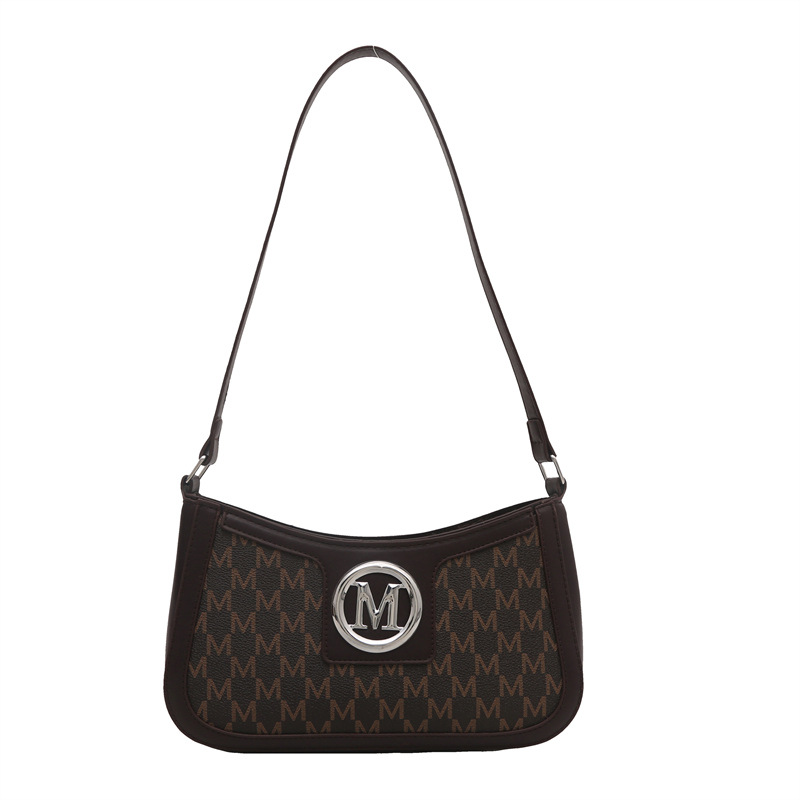 Bolsas debajo de las axilas para mujeres 2025 primavera nueva moda texturas francesas nicho bolsas de hombro letras de impresión media luna bolsas de mujer