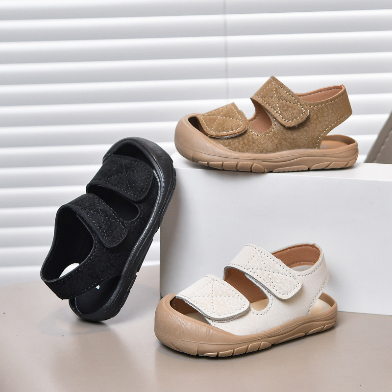 2026 verano bebés zapatos antichoque zapatos de bebés de bebés sandalias de cabeza simple zapatos de playa para niños con suela suave