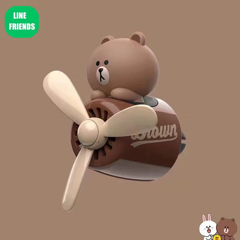 linefriends Brown Bear Car Air Vent Aromatherapy Cartoon Pilot Car Perfume Car Ornaments