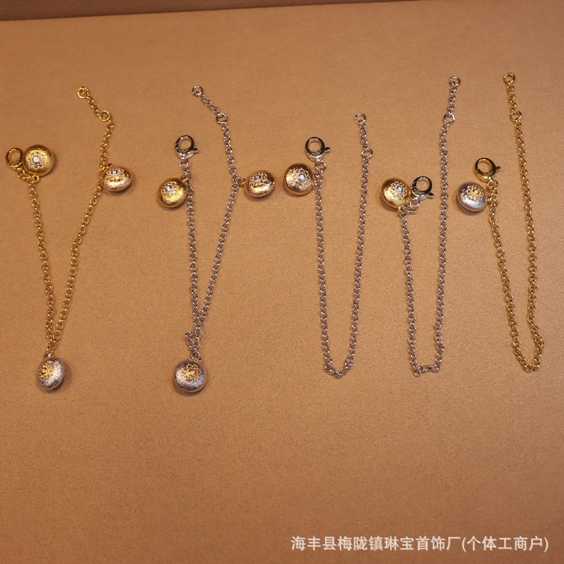 Buchi's New Small Gold Bean Brushed Craft Bracelet for Women, Round Bean Color-Coded Bracelet, Factory Direct Sales and Wholesale