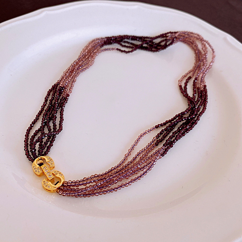 Cuentas de arroz de dopamina perla collar de cuentas cilíndricas temperamento de moda nicho Cadena de clavícula personalidad collar de todo fósforo para las mujeres