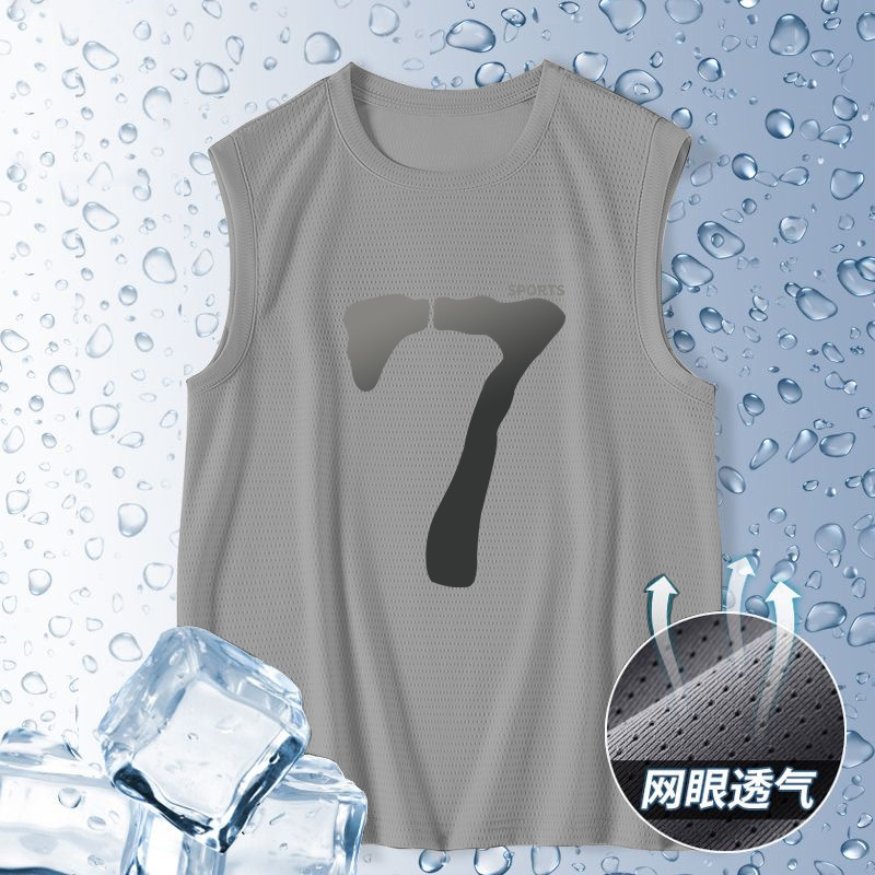 2025 Summer Sleeveless Mesh Big Shoulder Vest Men's Dynamic Loose Training Breathable T-Shirt Quick-drying Waistcoat Short Sleeve