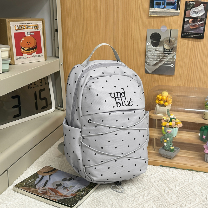 Korean-Style Simple School Bag, Student Polka Dot Versatile High-Value Backpack, Large Capacity Bag, 2026 New Model Travel Bag Korean-Style Simple School Bag, Student Polka Dot Versatile High-Value Backpack, Large Capacity Bag, 2026 New Model Travel Bag