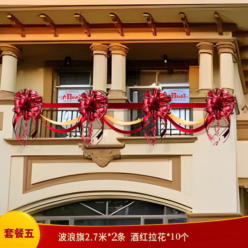 Cortina de tela decoración de la puerta de la boda gran bola de cártamo puerta de la unidad de la puerta de la casa nueva puerta de la casa de bodas flor de seda venta directa