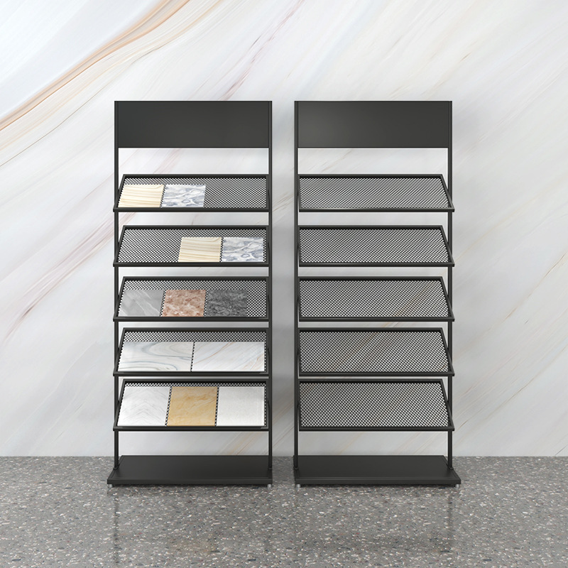 瓷砖样品展架玻璃样块摆放橱柜门色板铝扣板石材石英石落地展示架