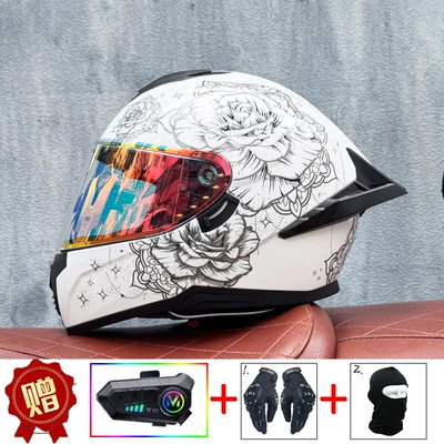 Motorcycle Racing Helmet, New National Standard Motosiklet kaskı (dəbilqə) - blooming-phantom-red-night-vision-capable-y10-soft-wheat-comes-with-clear-lens-s
