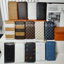 经典老花长款钱包卡包拉链钱包白彩黑彩欧美外贸女士零钱包手拿包