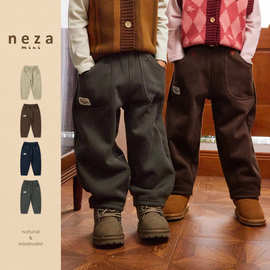 neza【扑克牌漫游】儿童裤子秋冬新款男女童加绒长裤外穿保暖防寒